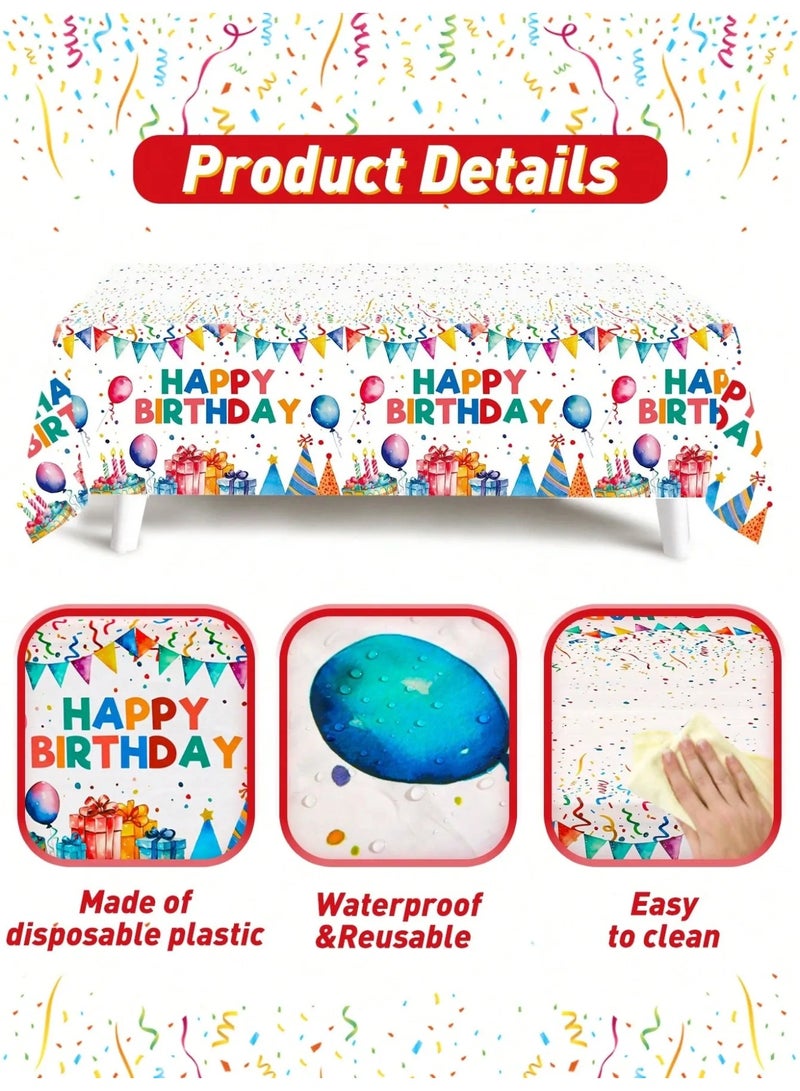 Disposable Birthday Party Tablecloth “Happy Birthday” Design with Bright Colors – Plastic Table Cover for Birthday Decorations – Size 130 × 220 cm - Image 5