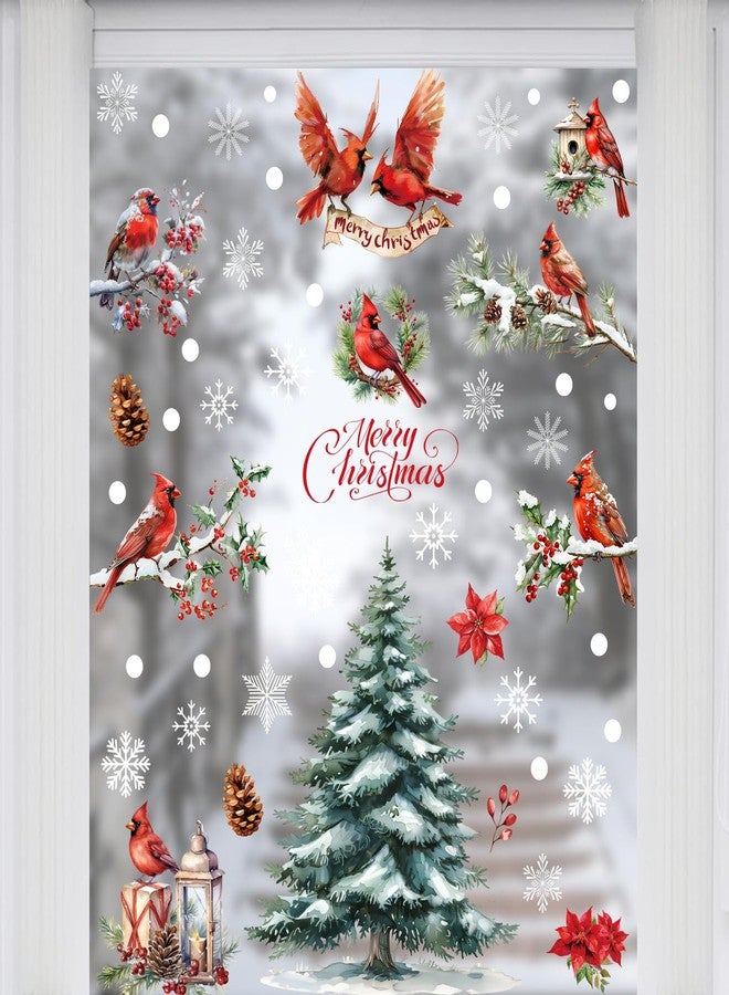 Yeysynana ملصقات نوافذ شتوية لعيد الميلاد من Yeysynana، 9 أوراق، ملصقات ثابتة لنوافذ عيد الميلاد، طائر الكاردينال الأحمر، شجرة الصنوبر، زينة لعيد الميلاد، رأس السنة الميلادية 2026، حفلات أعياد الميلاد، ديكور منزلي، نوافذ زجاجية، أبواب - Image 3