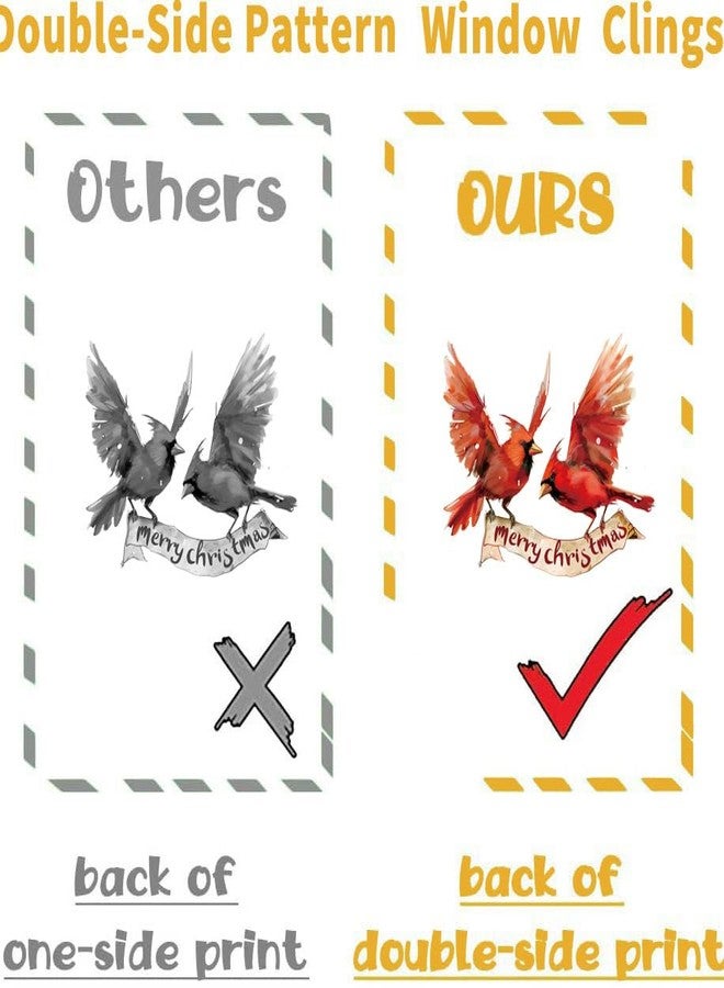 Yeysynana ملصقات نوافذ شتوية لعيد الميلاد من Yeysynana، 9 أوراق، ملصقات ثابتة لنوافذ عيد الميلاد، طائر الكاردينال الأحمر، شجرة الصنوبر، زينة لعيد الميلاد، رأس السنة الميلادية 2026، حفلات أعياد الميلاد، ديكور منزلي، نوافذ زجاجية، أبواب - Image 4