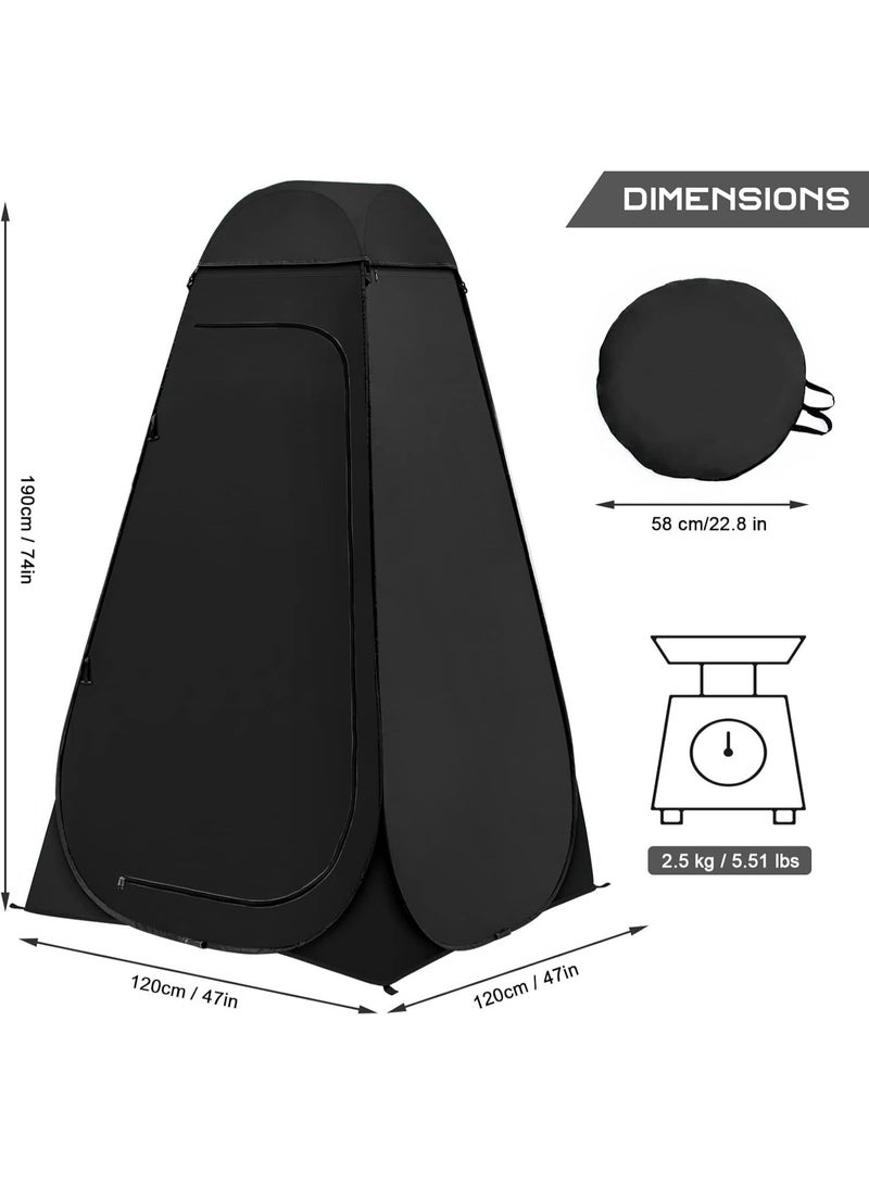 WALALLA Portable Outdoor Privacy Shower Tent Waterproof Camping Changing Toilet Tent with Floor Mat Rain Cover Carry Bag Clothesline Storage Pocket UPF 50+ Pop Up Shelter, Black - Image 3