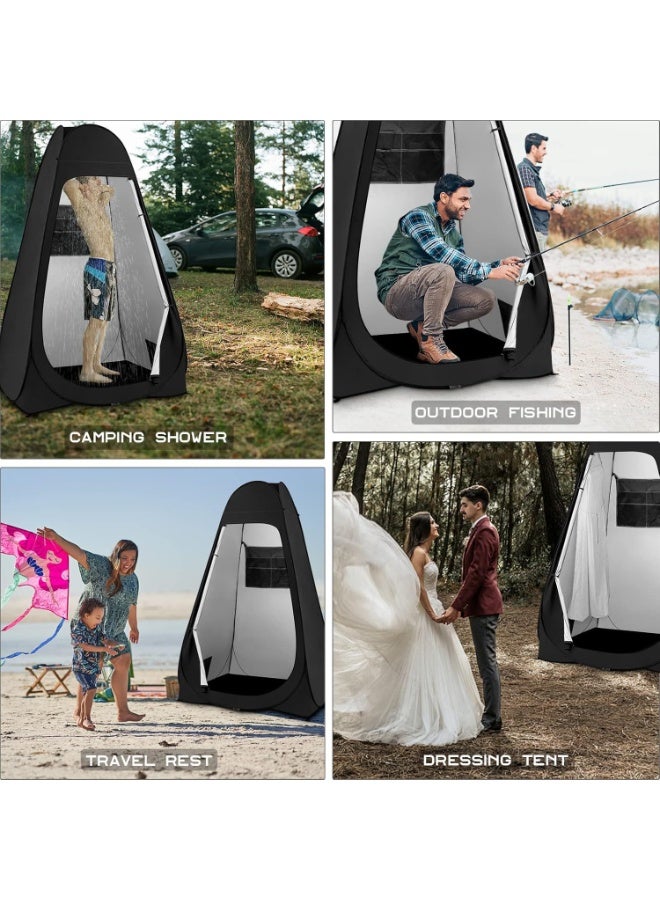 WALALLA Portable Outdoor Privacy Shower Tent Waterproof Camping Changing Toilet Tent with Floor Mat Rain Cover Carry Bag Clothesline Storage Pocket UPF 50+ Pop Up Shelter, Black - Image 5