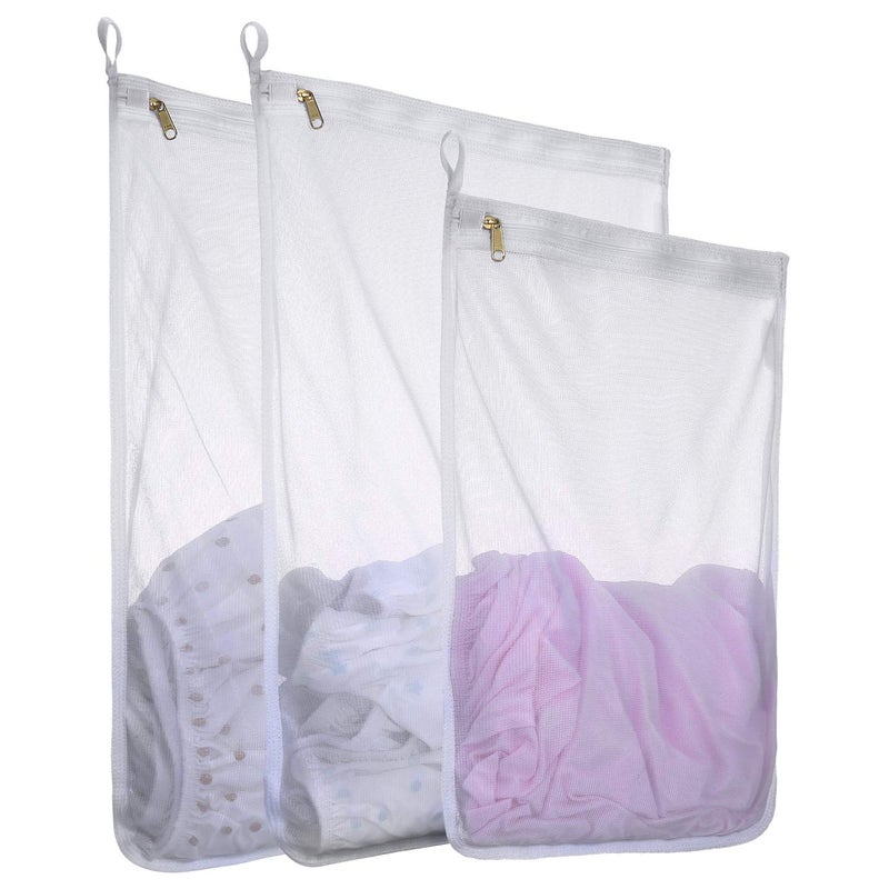 RoomyRoc Fine Mesh Laundry Bags for Delicates, 3 Pack (2L+1M) Reusable Wash Bags with Sturdy Zippers, Durable Net Washing Bags for Lingerie, Bra, Sock, Underwear, Baby Clothes, Travel Organizer - Image 1
