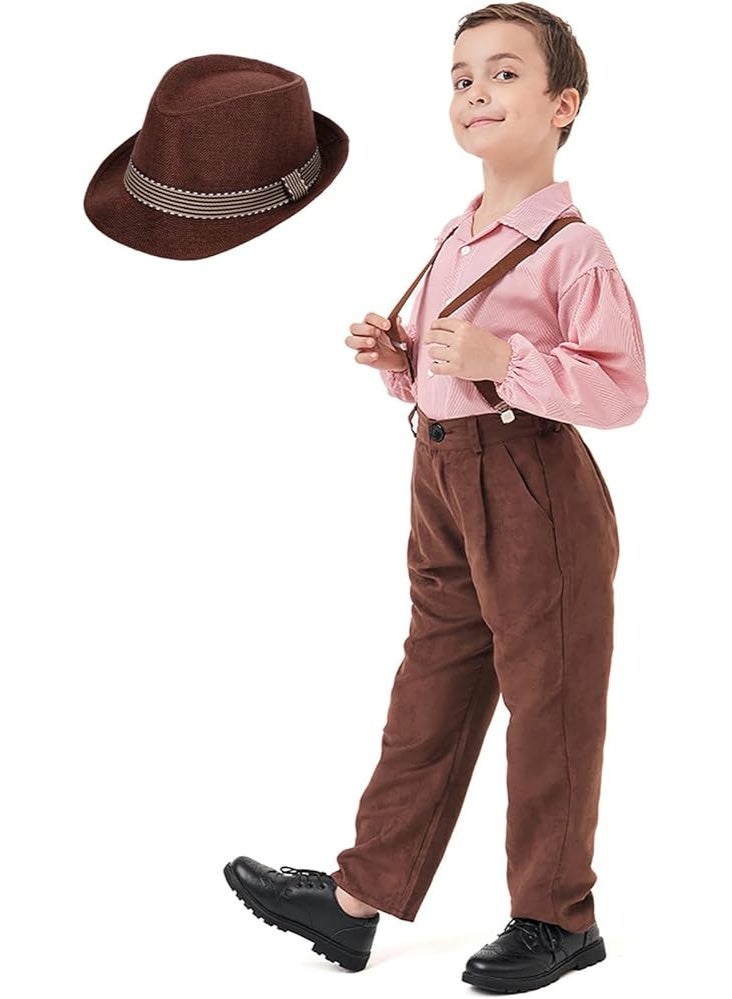 NIBEMINENT طقم بنطلون رائد للأطفال للأولاد مع قميص طويل الأكمام وقبعة وسروال عامي - Image 1
