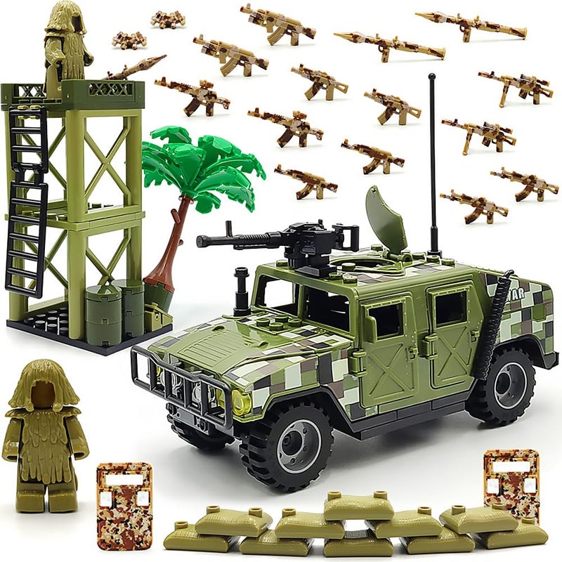dspitwod Military Toy Model Car Guard Tower Weapon Pack Building Block Toys Compatible with Mini Figure Brick Toy for Boys Age 612 Years 173pcs - Image 4