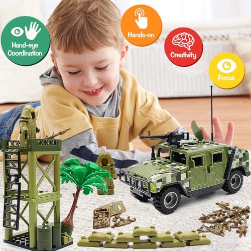 dspitwod Military Toy Model Car Guard Tower Weapon Pack Building Block Toys Compatible with Mini Figure Brick Toy for Boys Age 612 Years 173pcs - Image 5