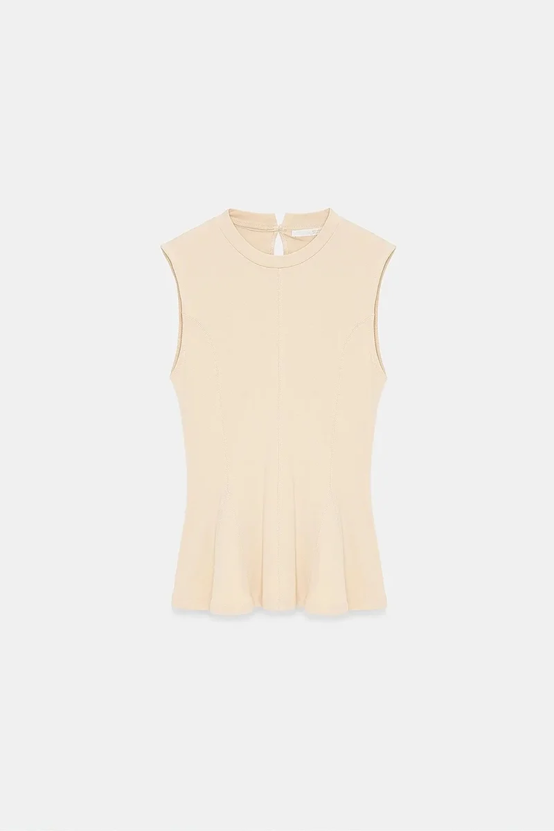 DILVIN Fitted Cotton Poplin Cut-out Shell Top