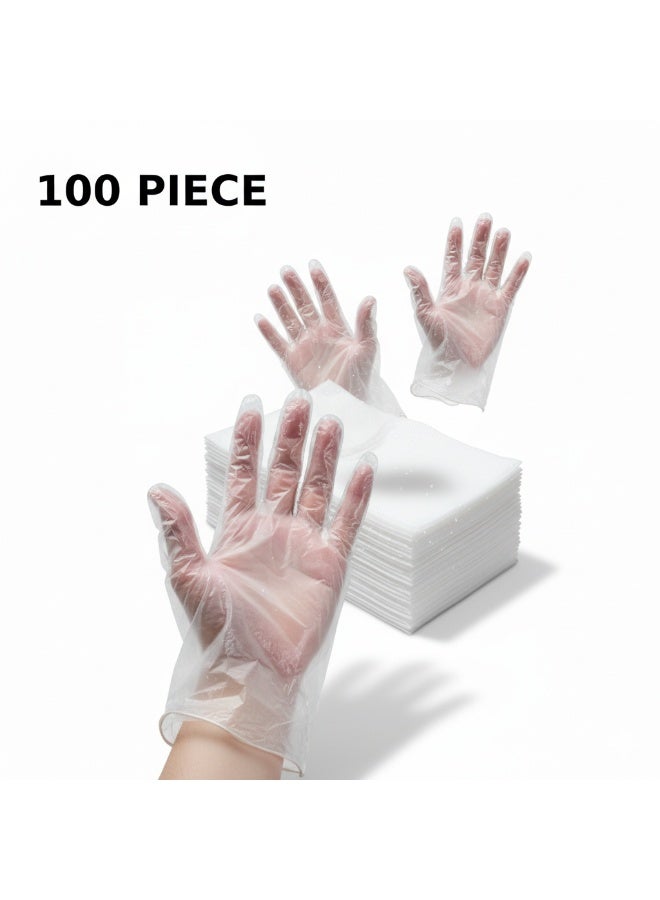 Disposable Plastic Gloves – 100 Pieces, Transparent Food Grade Kitchen & Cleaning Gloves - Image 1