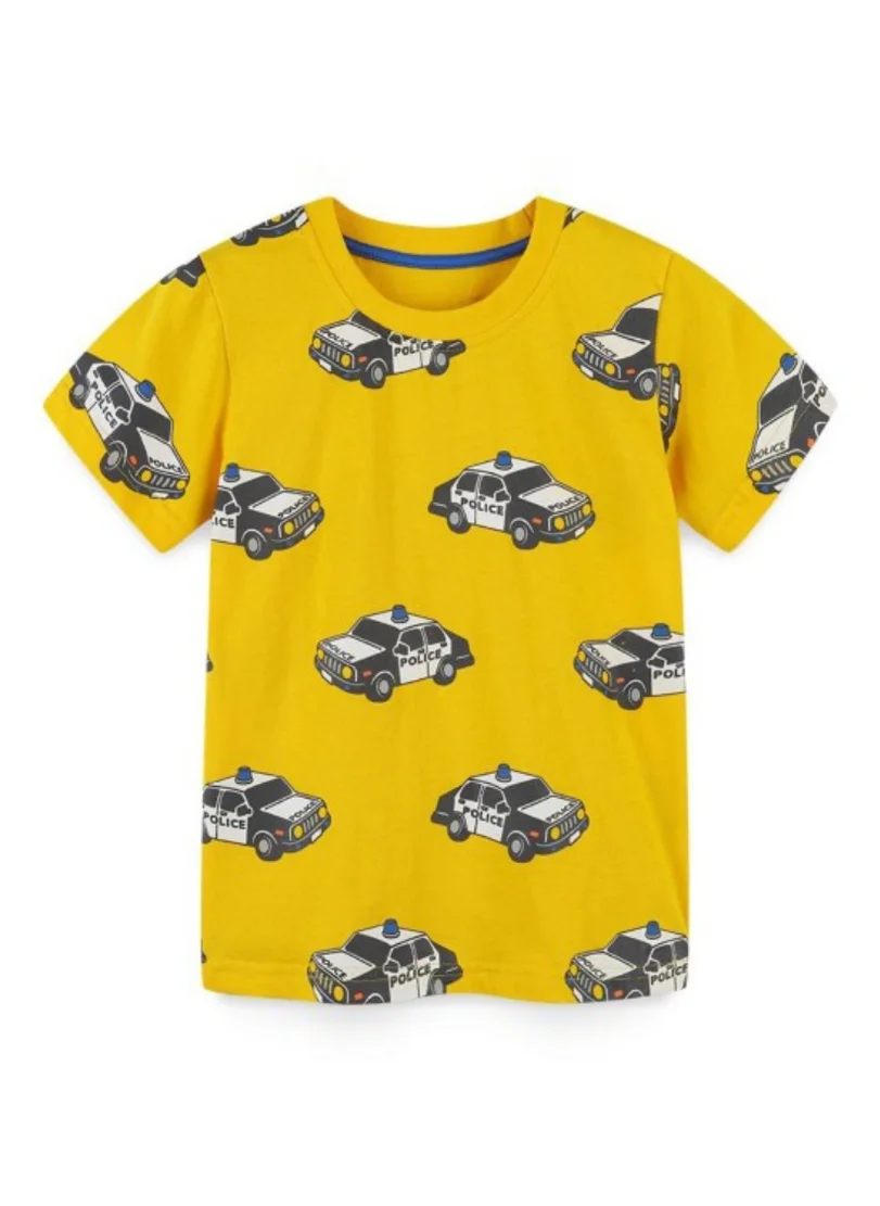 YUNIQEE Yellow Conversational Printed Round Neck T-shirt