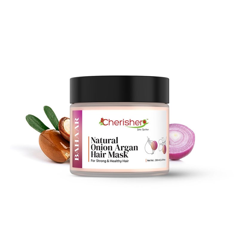 Cherisher Bahaar Onion Argan Hair Mask for Damaged Hair Frizzy Hair Hair Growth Nourishes Repairs Reduces Hair Fall Deep Conditioning Treatment Suitable for All Hair Types - Image 1