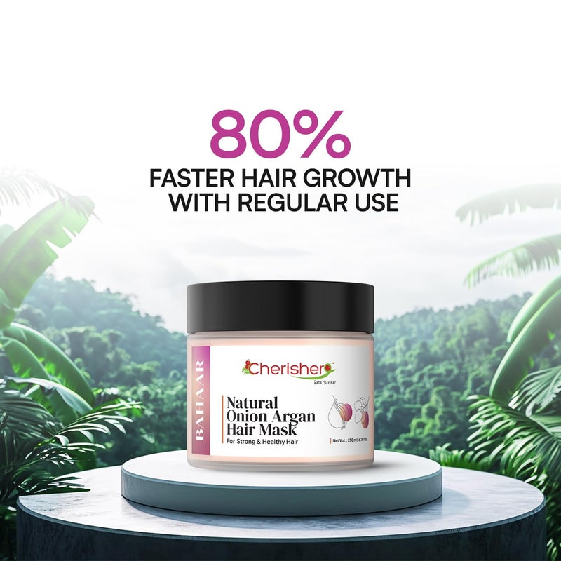 Cherisher Bahaar Onion Argan Hair Mask for Damaged Hair Frizzy Hair Hair Growth Nourishes Repairs Reduces Hair Fall Deep Conditioning Treatment Suitable for All Hair Types - Image 2