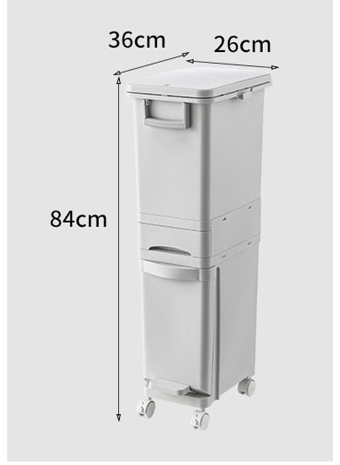 Arabest 32L Large Capacity Trash Can Double Deck Waste Sorting Bins Kitchen Household Restaurant Dustbin Storage Waste Bin - Image 5
