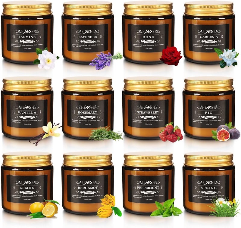 YOROXRG 12 Pcs Scented Candles with Added Natural Essential Oils, 3.05oz, Suitable for Various Festivals, Parties, Yoga, and Home Scene - Image 2
