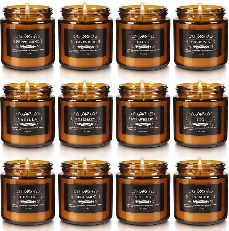 YOROXRG 12 Pcs Scented Candles with Added Natural Essential Oils, 3.05oz, Suitable for Various Festivals, Parties, Yoga, and Home Scene - Image 1