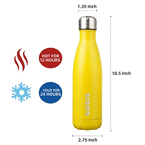 BJPKPK 17oz Insulated Stainless Steel Water Bottles,Sports Water Bottles Keep Cold for 24 Hours and Hot for 12 Hours,BPA Free for Travel,Goldenrod - Image 2
