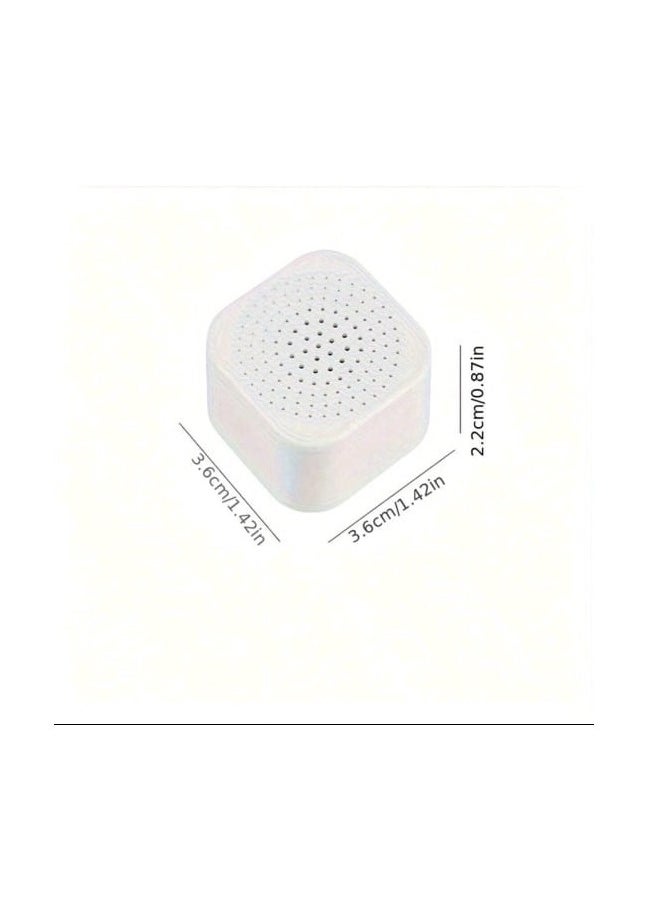 12 Small Plastic Boxes with Activated Carbon Bags for Fridge and Wardrobe, Odor Eliminator  Compact boxes sized at 3.6 * 3.6 cm in white, designed to effectively eliminate unpleasant odors, bacteria, and fungi in enclosed spaces. Each box contains activated carbon bags that absorb odors efficiently, making them ideal for use in refrigerators, wardrobes, and any closed area in the home