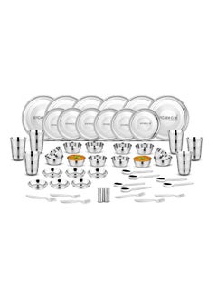 KITCHEN CLUE KITCHEN CLUE Heavy Guage Quality Stainless Steel Dinner Set for Kitchen - Pack of 50 Pieces, Silver Touch Design Looks Attractive & Elegant - Steel Kitchen Set/Dinnerware Combo Set - Rust Free  - Image 5
