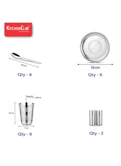 KITCHEN CLUE KITCHEN CLUE Heavy Guage Quality Stainless Steel Dinner Set for Kitchen - Pack of 50 Pieces, Silver Touch Design Looks Attractive & Elegant - Steel Kitchen Set/Dinnerware Combo Set - Rust Free  - Image 4