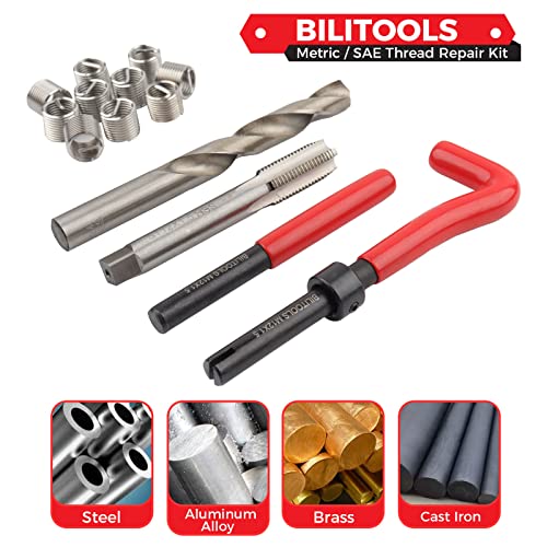 BILITOOLS M12x1.5 Thread Repair Kit, HSS Drill Helicoil Repair Kit Metric - Image 2