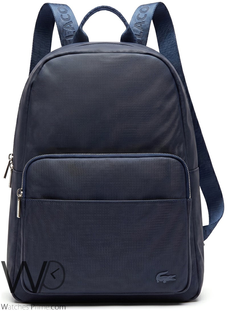 Lacoste Navy Blue Piqué Texture Everyday Laptop Backpack
