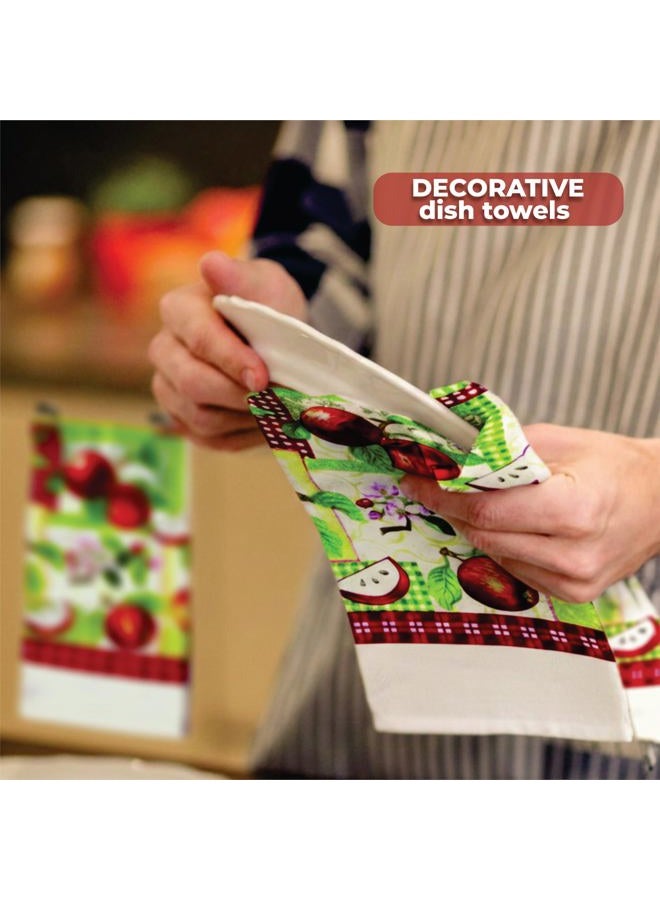 Lobyn Value Packs 5 Piece Country Kitchen Towel Set: Features Red Apples on a Patchwork Quilt, 2 Decorative Dish Towels, 1 Oven Mitt, and 2 Quilted Potholders - Image 4
