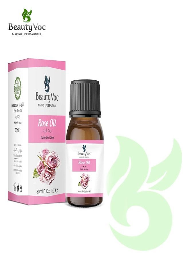BEAUTY VOC Rose Oil Extracted from Finest Roses, Enriched with Rose Essence for Nurturing and Rejuvenating the Skin, Leaving it Hydrated and Radiant, 30ml  - Image 1