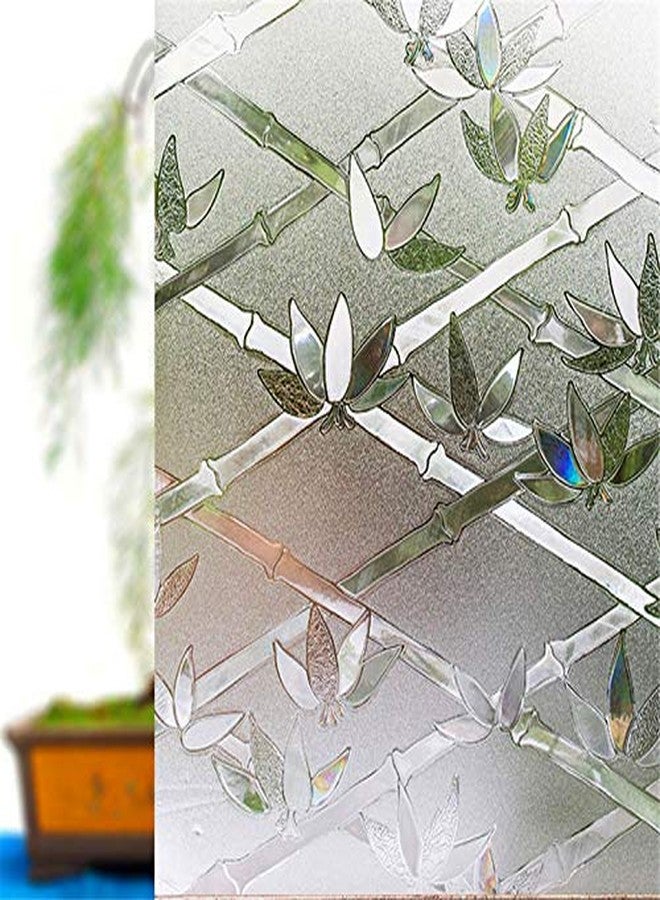 CVANU Privacy Bamboo Frosting Film - White Cross Sticker Sheets for Front Door/Bathroom/Sidelight/Small Windows, 12''x36'' - Image 2