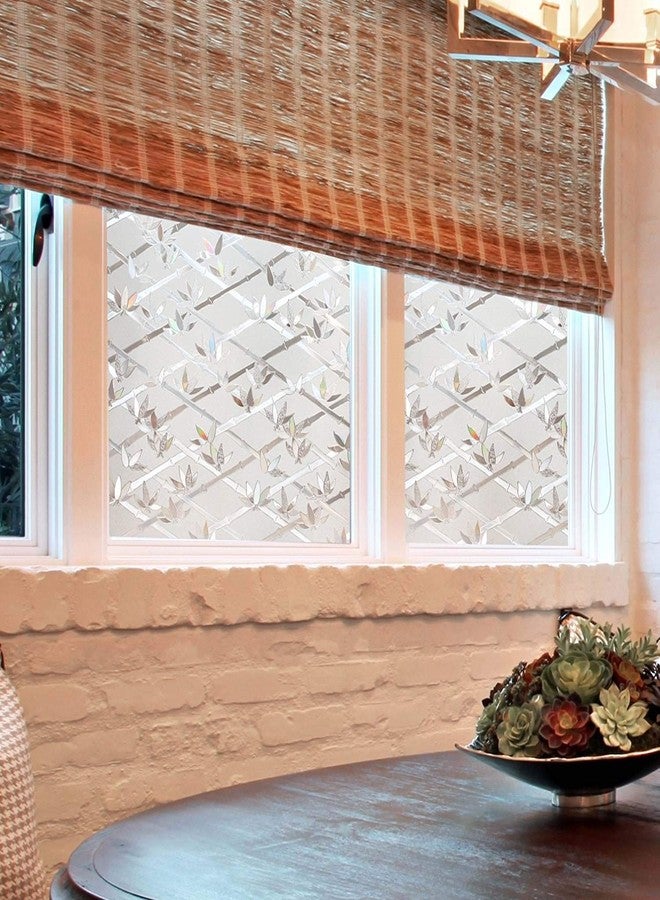 CVANU Privacy Bamboo Frosting Film - White Cross Sticker Sheets for Front Door/Bathroom/Sidelight/Small Windows, 12''x36'' - Image 4