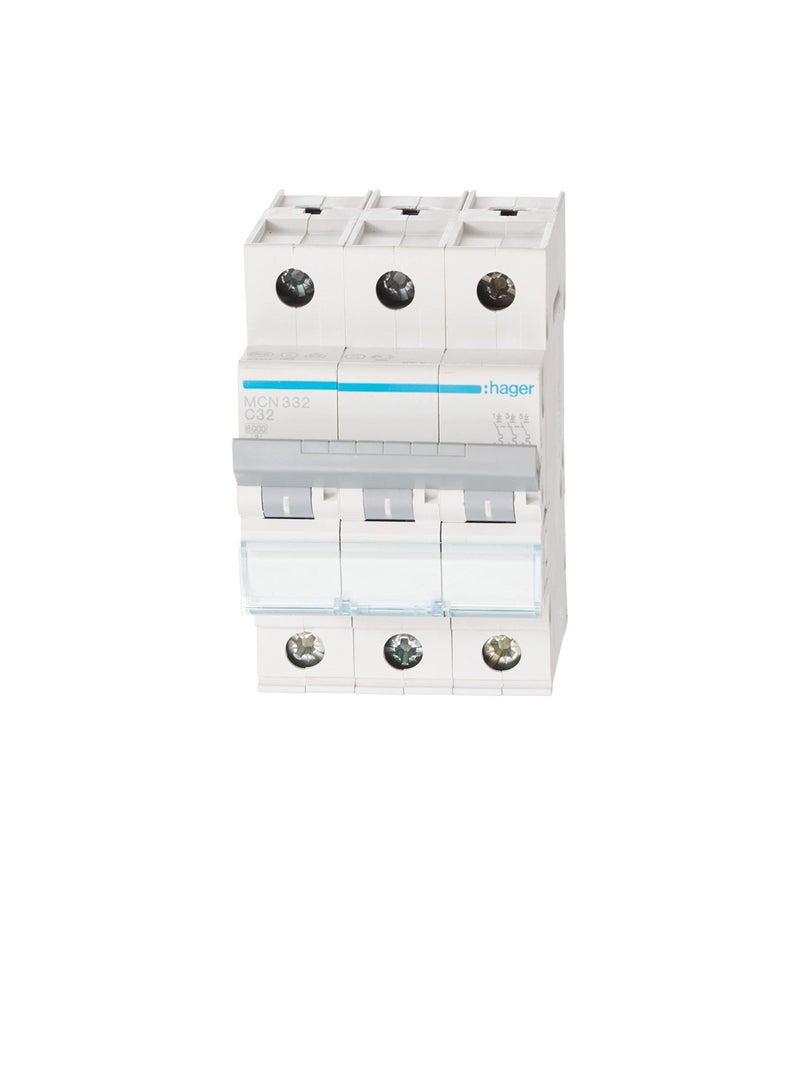 Hager HAGER Miniature circuit breaker Three Pole 32A 6KA TP MCB TYPE C MCN332  - Image 2