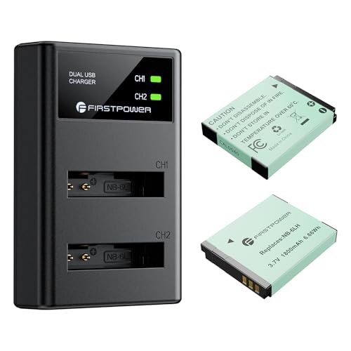 FirstPower 2 Pack NB-6LH NB-6L Batteries and Dual USB Charger for Canon Powershot SX500 is, SX510 HS, SX520 HS, SX530 HS, SX540 HS, SX170 is, SX700 HS, SX710 HS, SX610 HS, SX280 HS, D20, D30, S90,S120 - Image 1