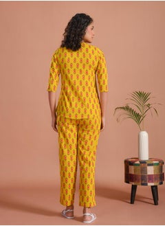 sanskrutihomes Pure Cotton Printed Notch Neck Top and Pyjama Set by Styli  - Image 2
