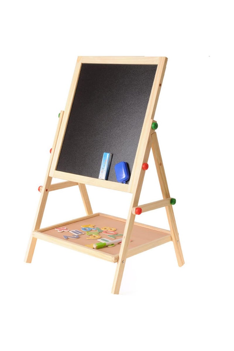 2 in 1 Baby Easel - Height Adjustable Easel for Kids, Double Sided Art Drawing Board, Wooden Dry Erase Board with Whiteboard for Toddlers Boys Girls - Image 2