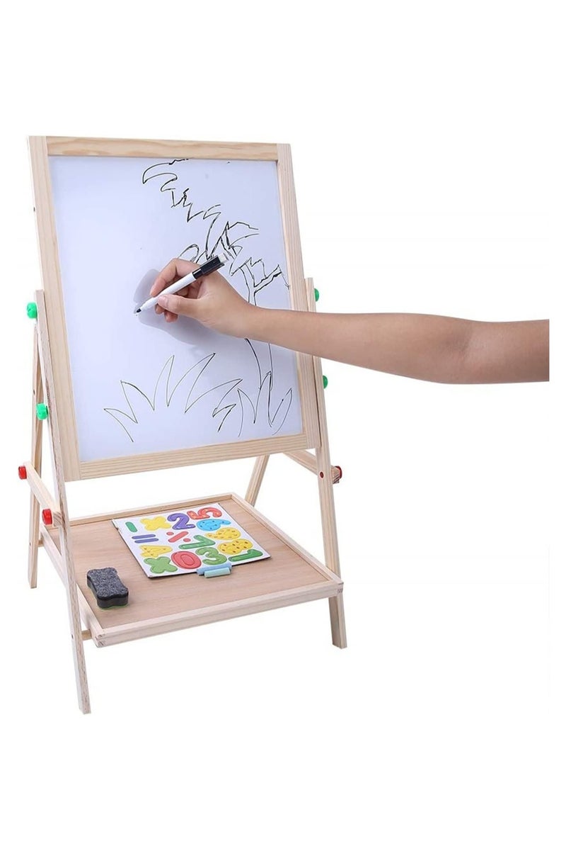 2 in 1 Baby Easel - Height Adjustable Easel for Kids, Double Sided Art Drawing Board, Wooden Dry Erase Board with Whiteboard for Toddlers Boys Girls - Image 4