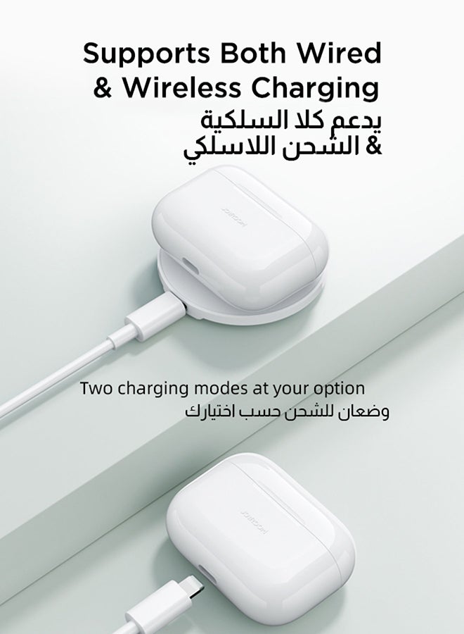جوي روم JR-T03S Pro 2024 سماعات أذن لاسلكية TWS الجديدة بتصميمها الأنيق ، وانخفاض التأخير ، والكشف داخل الأذن ، والاتصال بنقرة واحدة ، والباس الثقيل ، وتقنية Hifi ، وميكروفون عالي الوضوح ، وسماعات أذن بلا أسلاك مع صندوق طاقة مع أطراف أذن بديلة أبيض - Image 4