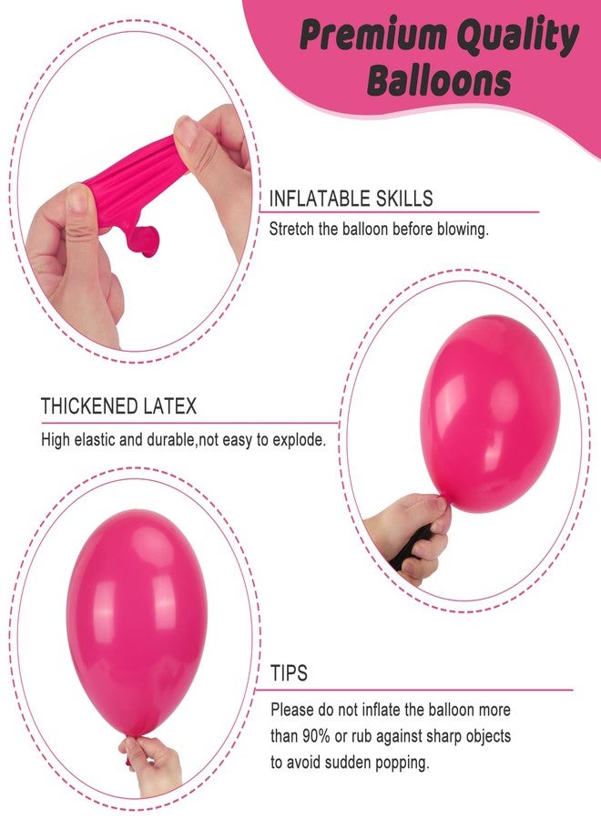 RUBFAC 135pcs Hot Pink Balloons Different Sizes 18 12 10 5 Inch for Birthday Party Graduation Anniversary Wedding Decorations - Image 3