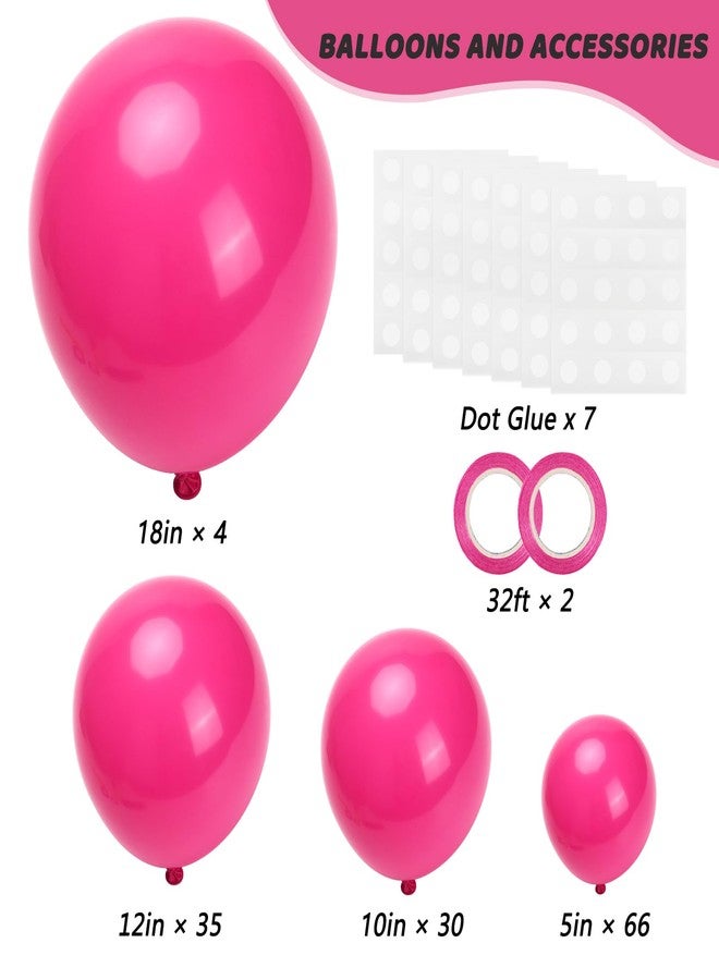 RUBFAC 135pcs Hot Pink Balloons Different Sizes 18 12 10 5 Inch for Birthday Party Graduation Anniversary Wedding Decorations - Image 2