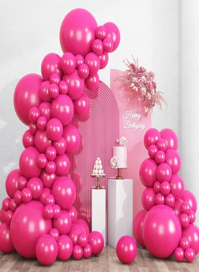 RUBFAC 135pcs Hot Pink Balloons Different Sizes 18 12 10 5 Inch for Birthday Party Graduation Anniversary Wedding Decorations - Image 1