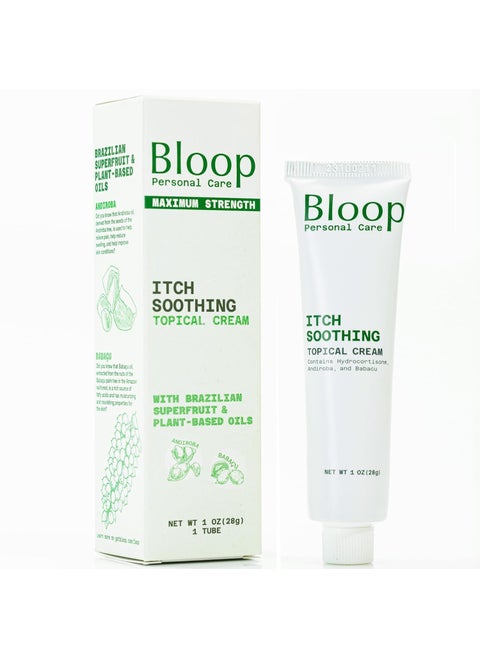 Bloop Anorectal Itch Soothing Cream with Hydrocortisone, Andiroba/Babacu Oils | Max. Strength for Rapid Itch Relief & Cooling (1oz)