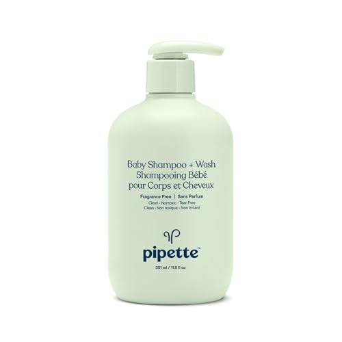 Pipette Baby Shampoo and Body Wash - Fragrance Free, Tear-Free Bath Time, Hypoallergenic, Moisturizing Plant-Derived Squalane, New Formula, 11.8 fl oz - Image 1