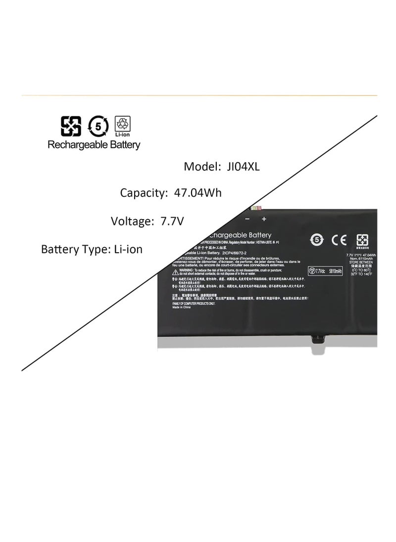 ماركة غير محددة بطارية كمبيوتر محمول JI04XL متوافقة مع الكمبيوتر المحمول HP Elite X2 1012 G2 للكمبيوتر المحمول HP Elite X2 1012 G2-1LV76EA HSTNN-UB7E JI04047XL 2ICP4/66/72-2 901247-855 901307-541 7.7 فولت 47.04 وات في الساعة 6110 مللي أمبير في الساعة  - Image 2