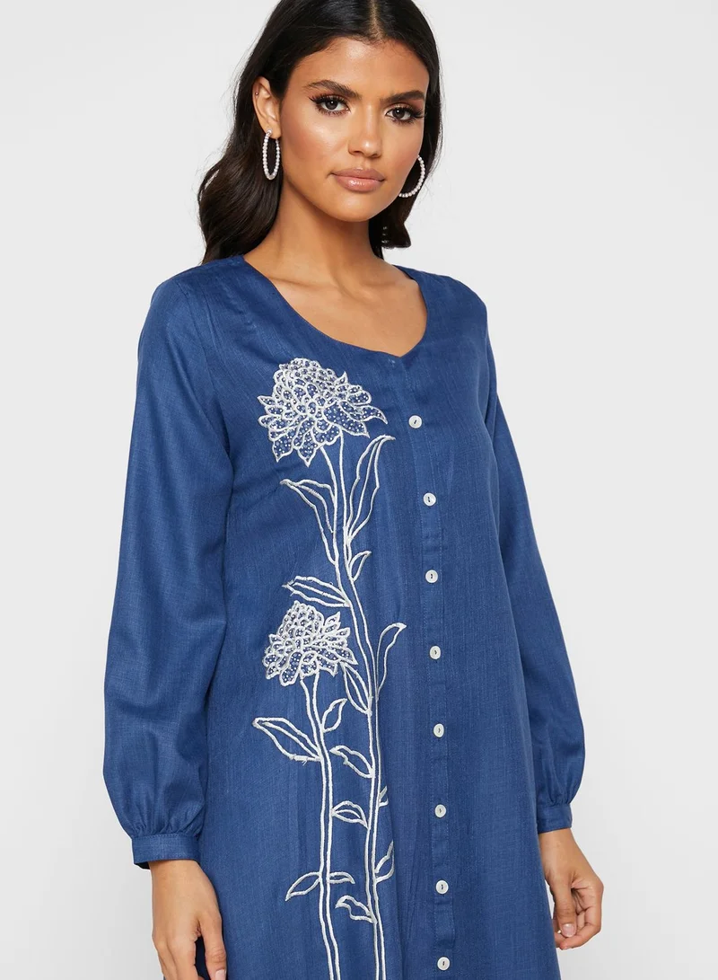 KASHKHA Embroidered Jalabiya