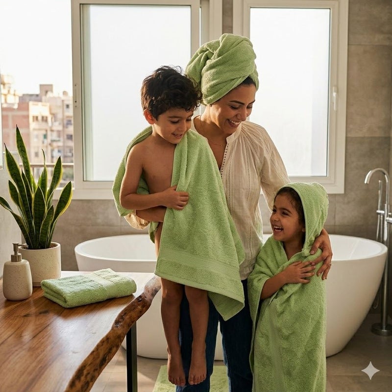 100% Cotton Text 70x140cm 500 Grams Soft and Absorbent Made in Egypt for Home, Bathroom, Beach, Trip (Light Green) - Image 3