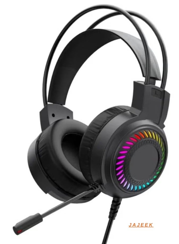 JAJEEK G103 RGB Gaming Headset, LED Backlight, 50mm Drivers, Noise-Cancelling Microphone, USB Connection, Comfortable PU Leather Ear Cushions for PC, PS4, Xbox, and More – Immersive Audio for Gamers - Image 1