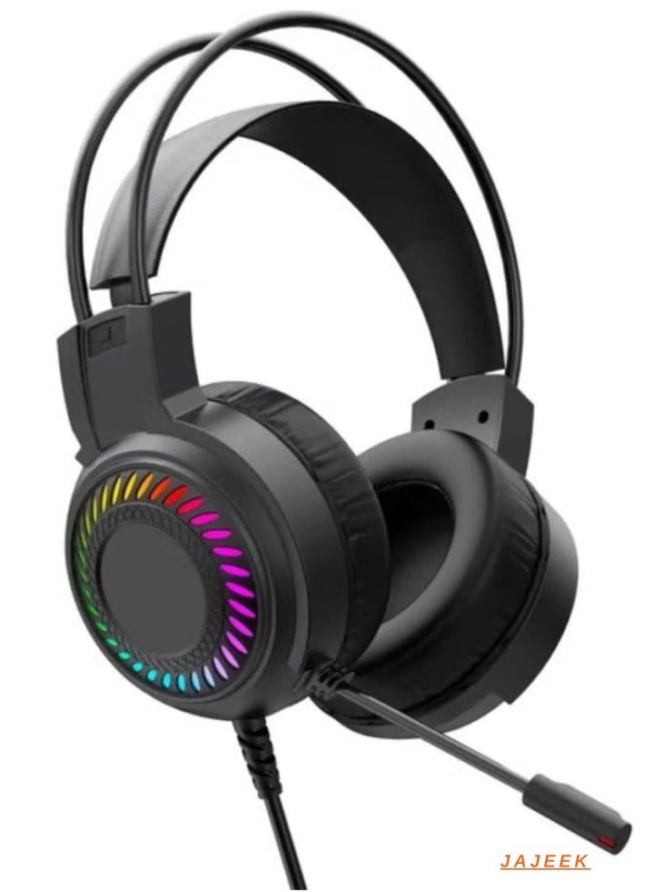 JAJEEK G103 RGB Gaming Headset, LED Backlight, 50mm Drivers, Noise-Cancelling Microphone, USB Connection, Comfortable PU Leather Ear Cushions for PC, PS4, Xbox, and More – Immersive Audio for Gamers - Image 2