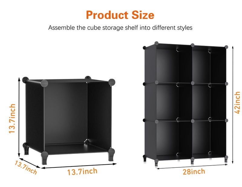 HOMIDEC XLarge Cube Storage Organizer,13.7 Inch Closet Organizer Storage Cabinet Shelf Bookshelf with Metal Hammer, Storage Cubes Organizers Cabinet for Kids, Closet, Bedroom, Bathroom Black - Image 2