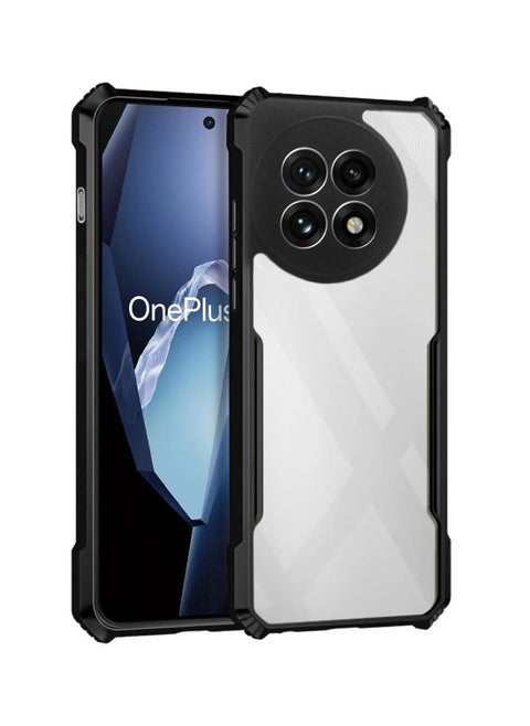 OnePlus 13R 5G 2025 / Ace 5 5G 2024 / Ace 5 Pro 5G 2024 Hybrid TPU Silicone with Raised Armour Bumpers Slim Case Cover - Black