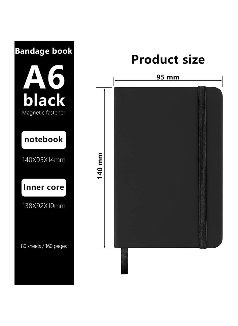 Generic - Small Notebook, A6 Notebooks, Pocket Notebook Note Pads Small Notebooks Hardback Notebook A6 Notepad Journal 160 Pages (80 Sheets) Black - Image 1