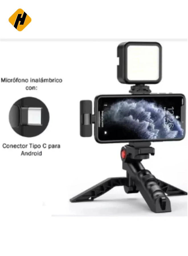 HuHa Smartphone Vlogging Kit – Tripod, Fill Light, Microphone, Phone Clip, & Remote for iPhone & Android – Complete Vlogging Setup - Image 2