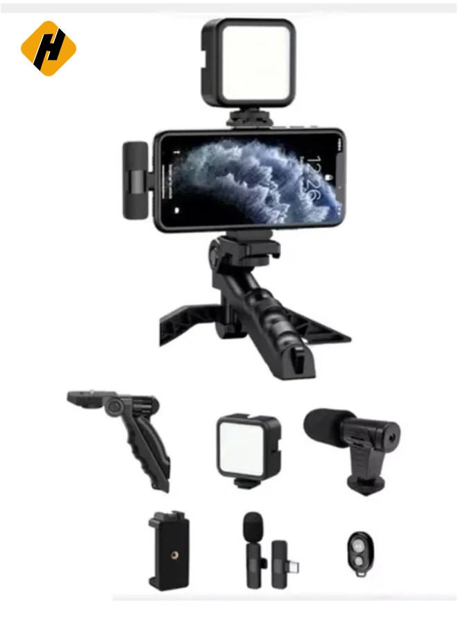 HuHa Smartphone Vlogging Kit – Tripod, Fill Light, Microphone, Phone Clip, & Remote for iPhone & Android – Complete Vlogging Setup - Image 3