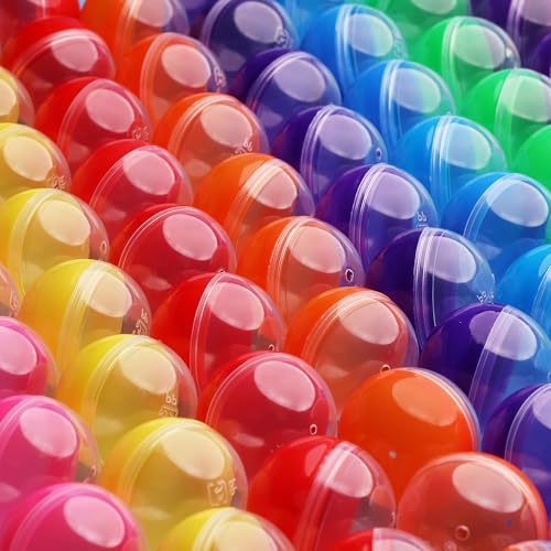 Entervending Empty Clear-Colored Round Capsules 2 inch 50 pcs Bulk 7 Colors Capsule for Toy Gumball Machines Plastic Containers Surprise for Kids Party Favor Prize - Image 1
