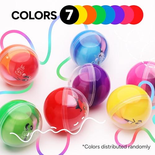 Entervending Empty Clear-Colored Round Capsules 2 inch 50 pcs Bulk 7 Colors Capsule for Toy Gumball Machines Plastic Containers Surprise for Kids Party Favor Prize - Image 4